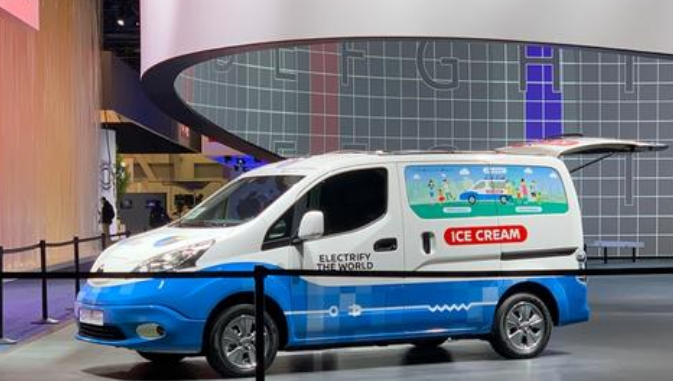日產(chǎn)冰淇淋面包車是無排放的并且電池可以二次利用