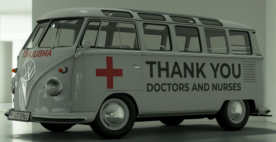 这款大众Samba巴士对COVID-19前线的医生表示感谢