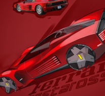 渲染图现代法拉利Testarossa