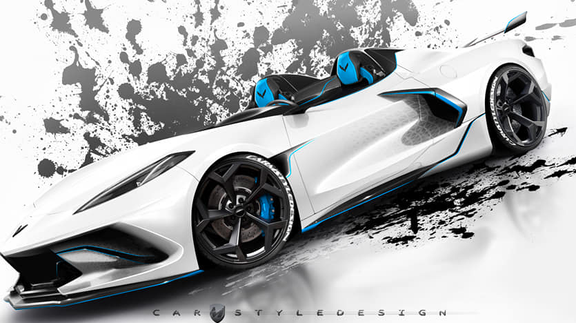 C8 Corvette“ Roadster”渲染图具有意大利风格