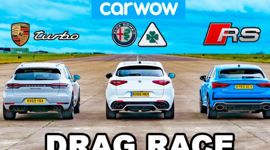 保时捷Macan Turbo，奥迪RS Q3和Alfa Stelvio Drag Dace进行淘汰赛