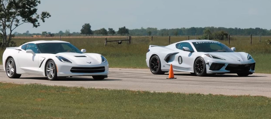 C8 Corvette在Hennessey Drag Race中挑战C7 Corvette