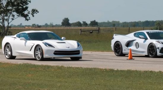 C8 Corvette在Hennessey Drag Race中挑战C7 Corvette