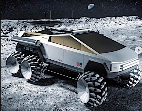 特斯拉Cyber​​truck Moon Rover有六个轮胎