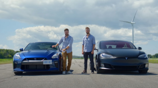 特斯拉Model S和日产GT-R比赛