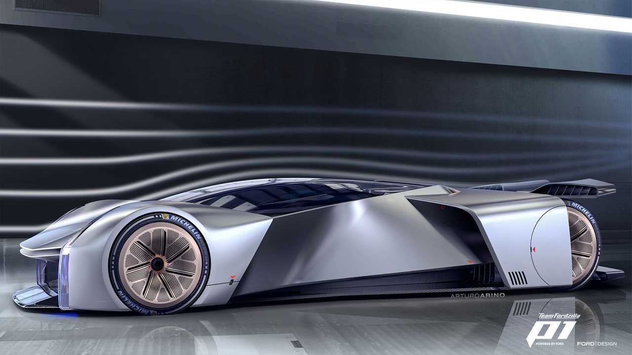 这种未来派的福特超级跑车概念是由游戏玩家打造的