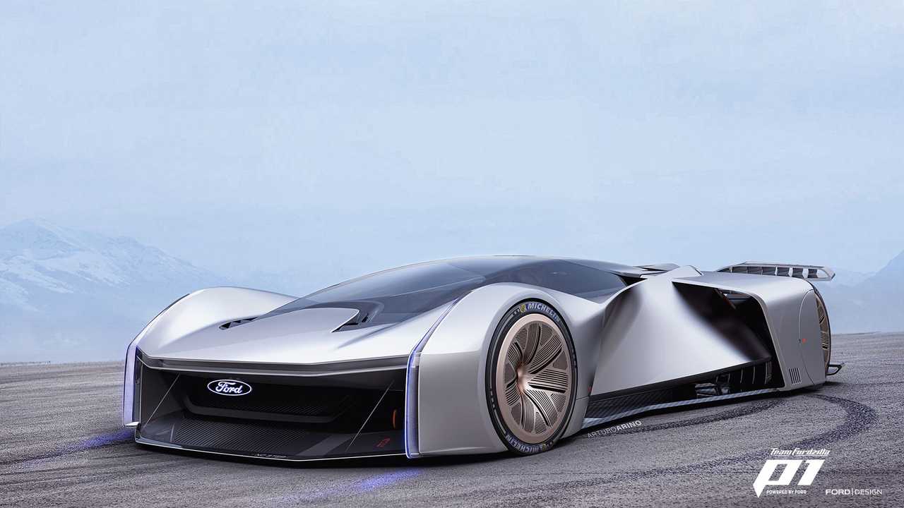 这种未来派的福特超级跑车概念是由游戏玩家打造的