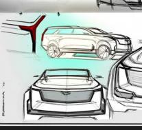 凯迪拉克官方素描想像未来的SUV与后谷仓门
