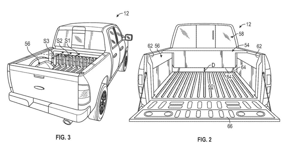 电动福特F-150可能会在床上看到这款获得专利的“工具箱”增程器