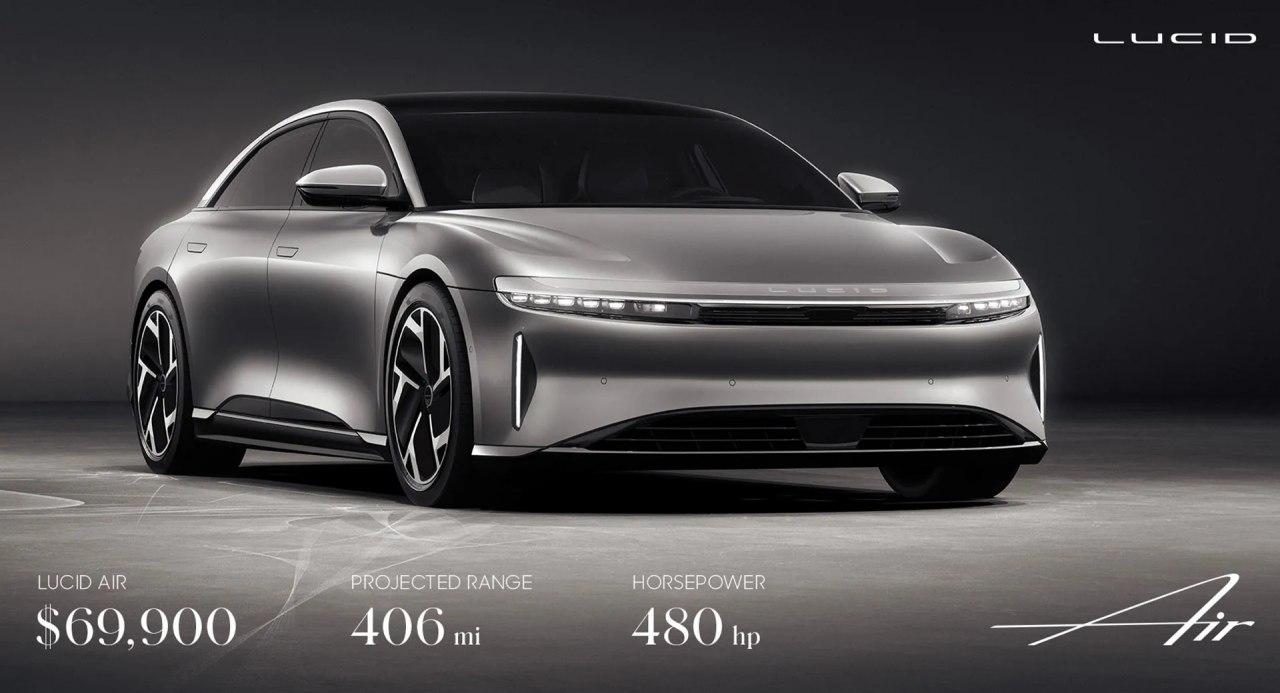 入门级2022年Lucid Air价格从$ 77,400起，并具有480 HP