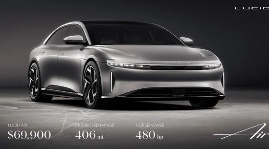 入门级2022年Lucid Air价格从$ 77,400起，并具有480 HP