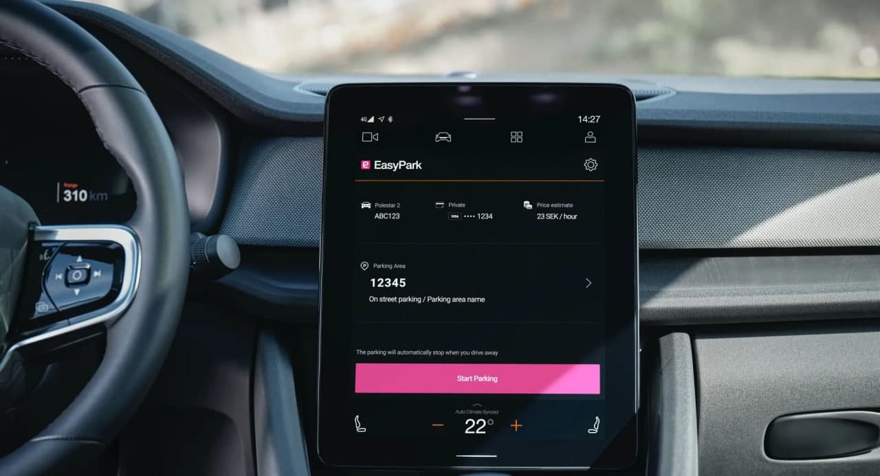 Polestar 2在欧洲获得内置自动付款的EasyPark应用程序