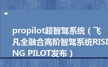 propilot超智驾系统（飞凡全融合高阶智驾系统RISING PILOT发布）