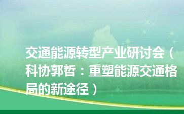 交通能源转型产业研讨会（科协郭哲：重塑能源交通格局的新途径）