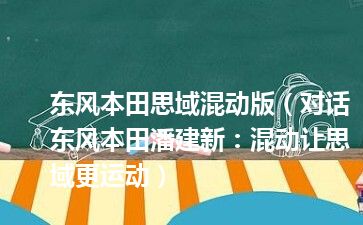 东风本田思域混动版（对话东风本田潘建新：混动让思域更运动）