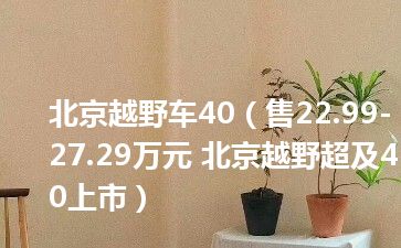 北京越野车40（售22.99-27.29万元 北京越野超及40上市）