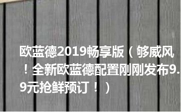 欧蓝德2019畅享版（够威风！全新欧蓝德配置刚刚发布9.9元抢鲜预订！）