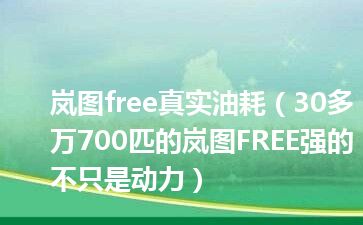 岚图free真实油耗（30多万700匹的岚图FREE强的不只是动力）