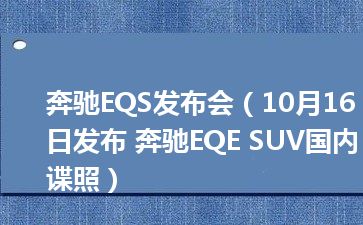 奔驰EQS发布会（10月16日发布 奔驰EQE SUV国内谍照）