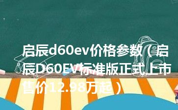 启辰d60ev价格参数（启辰D60EV标准版正式上市 售价12.98万起）