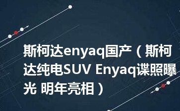 斯柯达enyaq国产（斯柯达纯电SUV Enyaq谍照曝光 明年亮相）