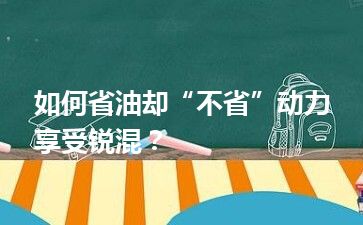 如何省油却“不省”动力享受锐混？