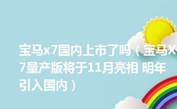 宝马x7国内上市了吗（宝马X7量产版将于11月亮相 明年引入国内）