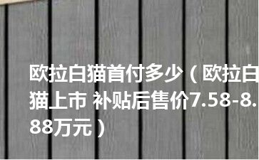 欧拉白猫首付多少（欧拉白猫上市 补贴后售价7.58-8.88万元）