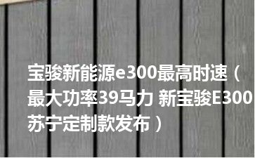 宝骏新能源e300最高时速（最大功率39马力 新宝骏E300苏宁定制款发布）