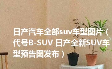 日产汽车全部suv车型图片（代号B-SUV 日产全新SUV车型预告图发布）