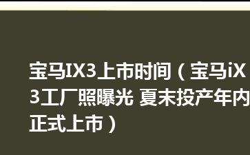 宝马IX3上市时间（宝马iX3工厂照曝光 夏末投产年内正式上市）