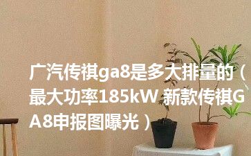 广汽传祺ga8是多大排量的（最大功率185kW 新款传祺GA8申报图曝光）