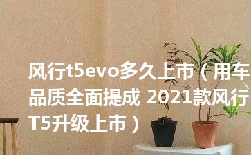 风行t5evo多久上市（用车品质全面提成 2021款风行T5升级上市）