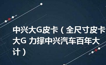 中兴大G皮卡（全尺寸皮卡大G 力撑中兴汽车百年大计）