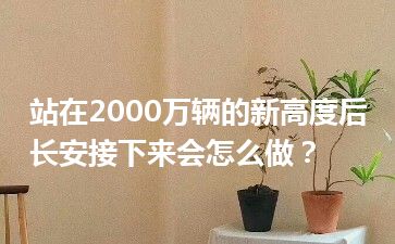 站在2000万辆的新高度后长安接下来会怎么做？