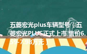 五菱宏光plus车辆型号（五菱宏光PLUS正式上市 售价6.59-7.98万元）