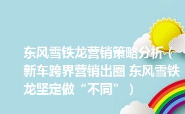 东风雪铁龙营销策略分析（新车跨界营销出圈 东风雪铁龙坚定做“不同”）