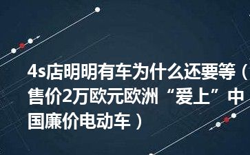 4s店明明有车为什么还要等（售价2万欧元欧洲“爱上”中国廉价电动车）