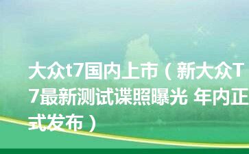 大众t7国内上市（新大众T7最新测试谍照曝光 年内正式发布）