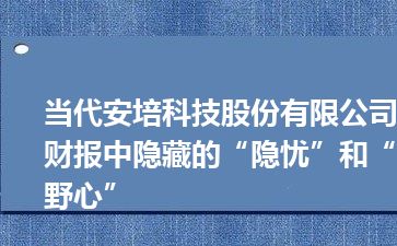 当代安培科技股份有限公司财报中隐藏的“隐忧”和“野心”