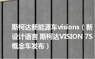 斯柯达新能源车visions（新设计语言 斯柯达VISION 7S概念车发布）