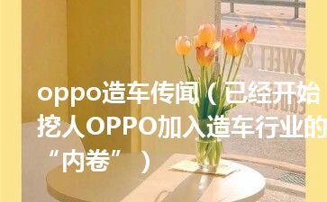 oppo造车传闻（已经开始挖人OPPO加入造车行业的“内卷”）